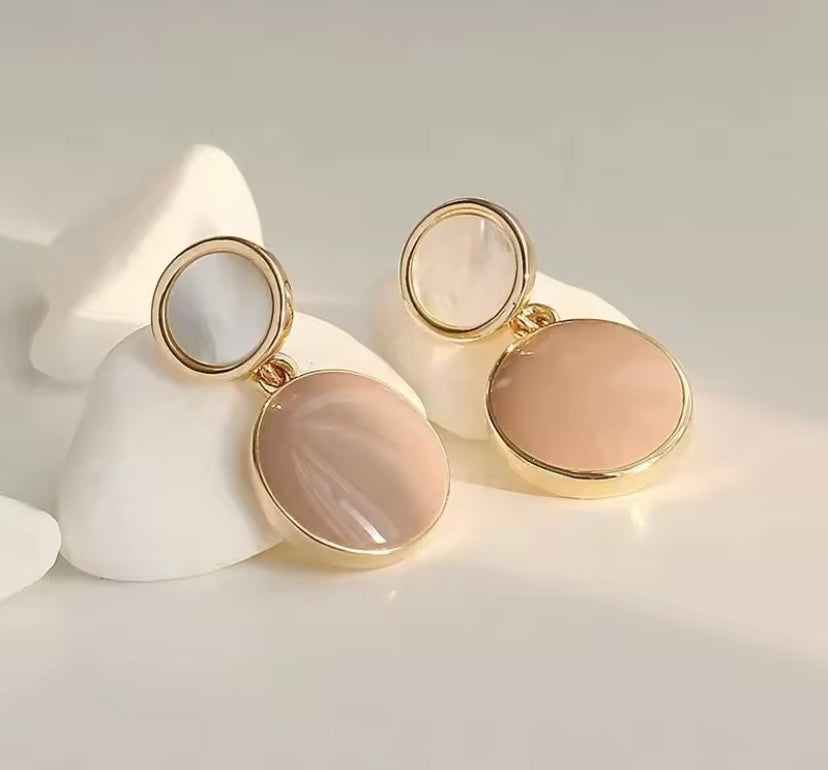 Drip Glazed Earrings - Peach, Ivory, Gold