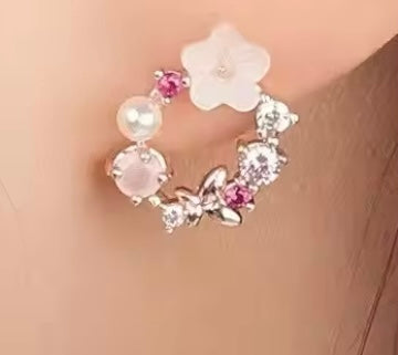 4-Piece Rose Gold Flower Jewelry Set