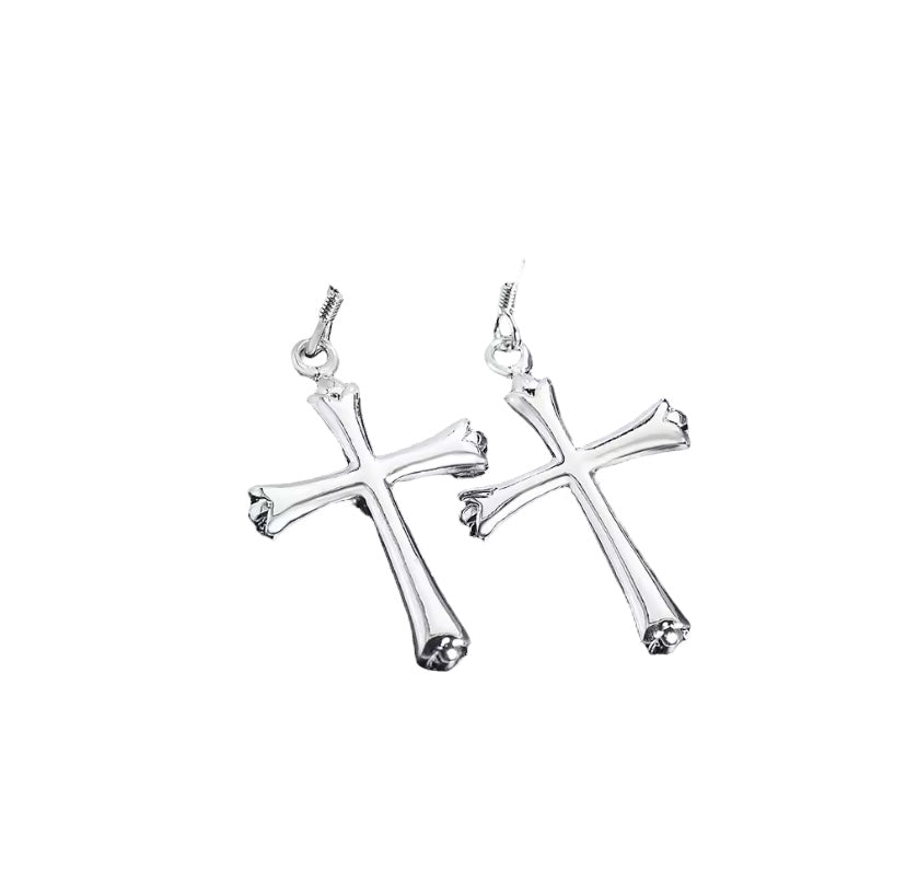 Sterling Silver Cross Dangle Earrings