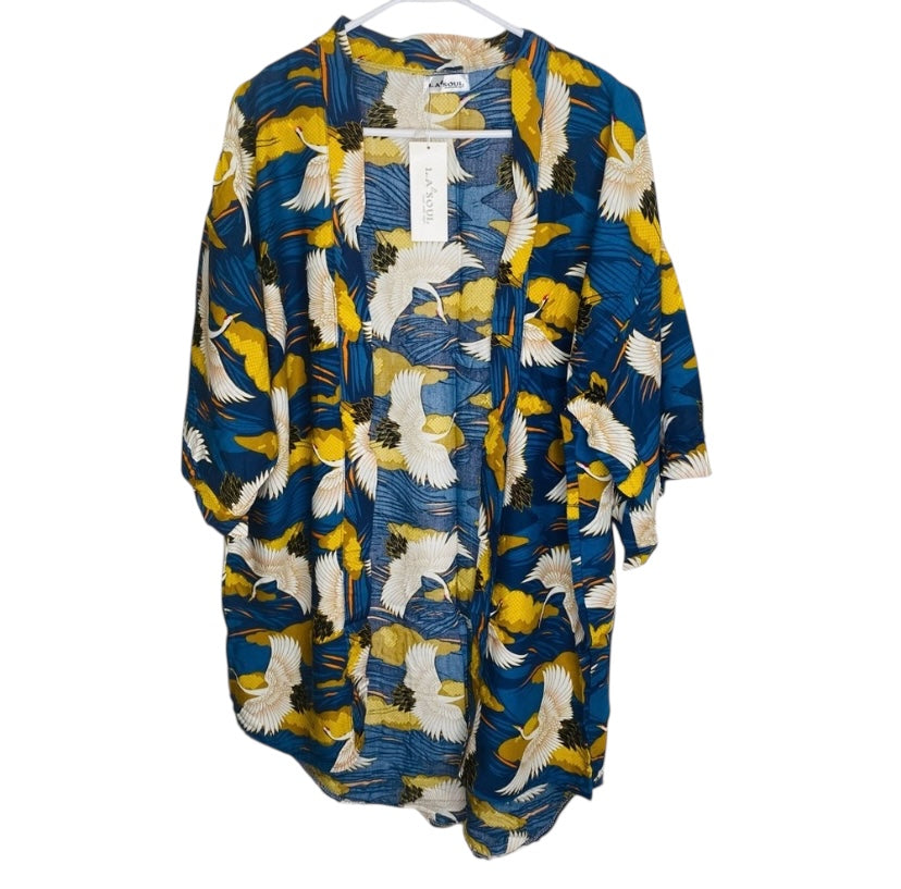 Flying Crane Print Kimono