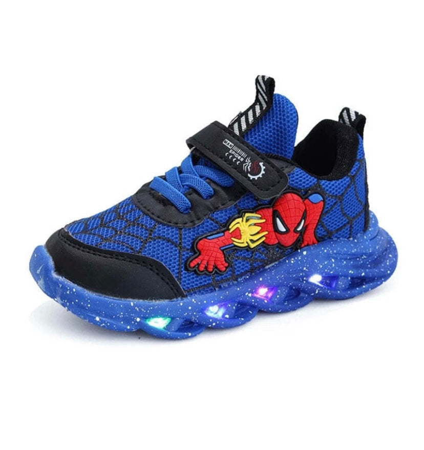 Boys Spiderman Mesh LED Light Up, Breathable Sport Shoes, Disney