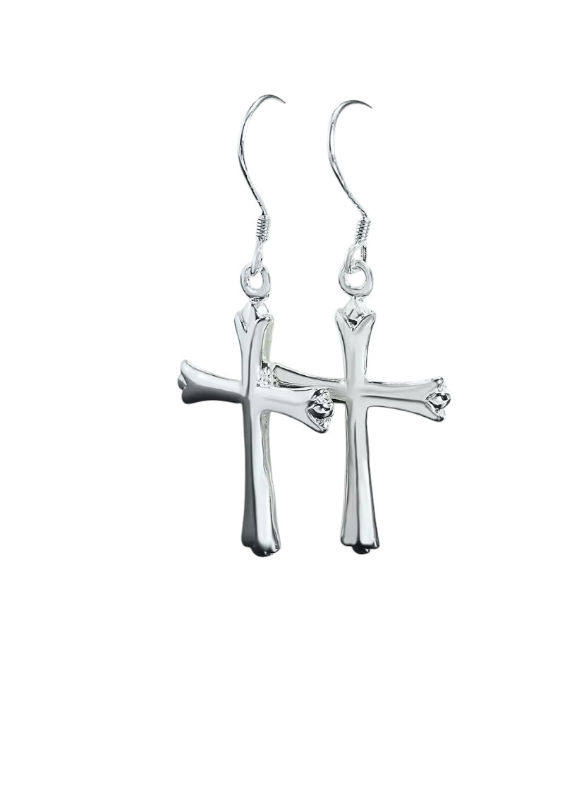 Sterling Silver Cross Dangle Earrings