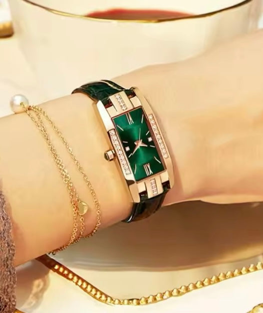Women’s Luxury Green Quartz Leather Watch