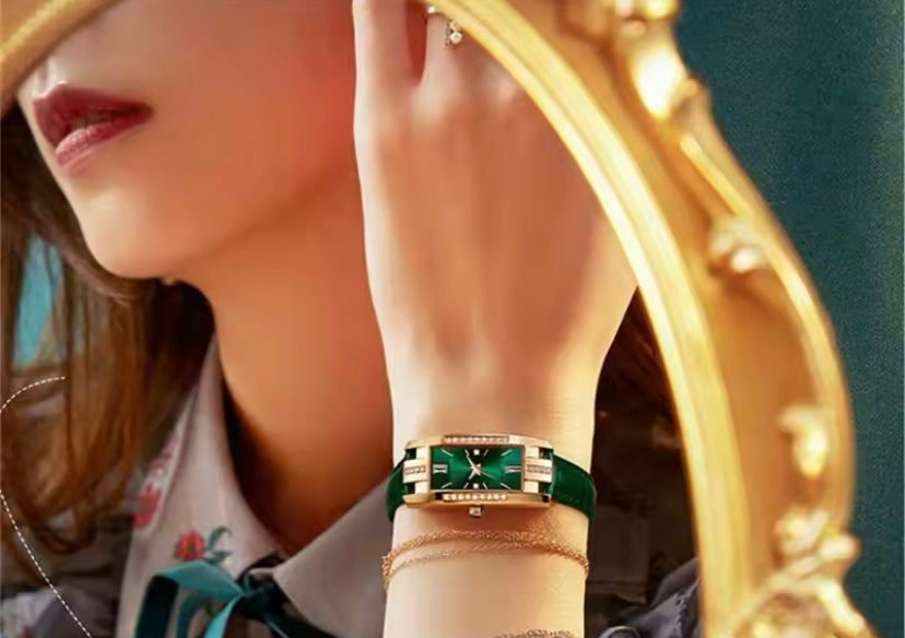 Women’s Luxury Green Quartz Leather Watch