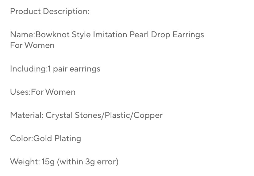 Bowknot Style Imitation Pearl Drop Earrings