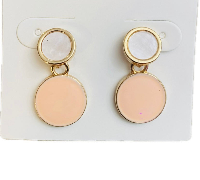 Drip Glazed Earrings - Peach, Ivory, Gold