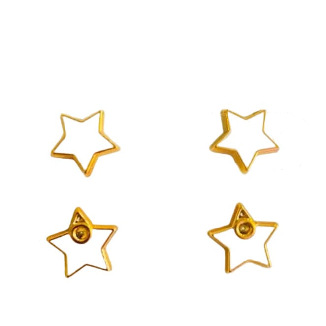 2 Pack Stud Earrings. Acrylic Backing. White & Gold Sets