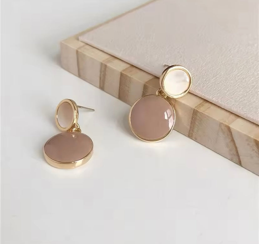 Drip Glazed Earrings - Peach, Ivory, Gold