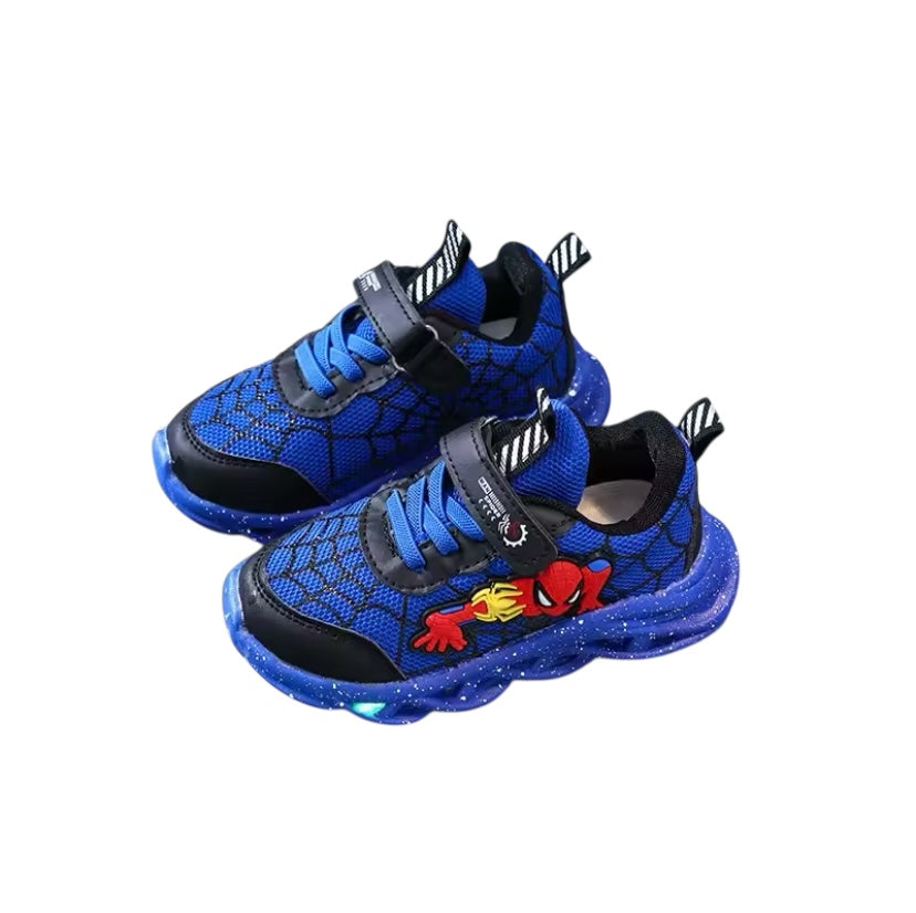 Boys Spiderman Mesh LED Light Up, Breathable Sport Shoes, Disney
