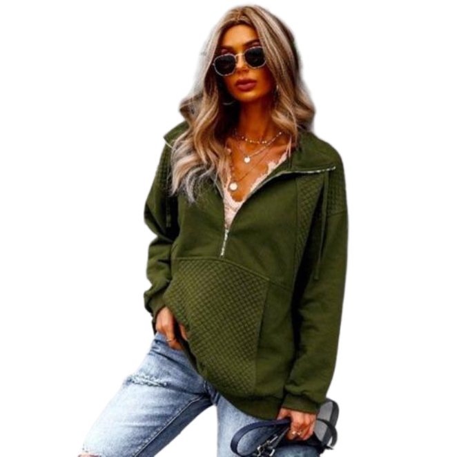 Women's Zip Up Solid Hoodie Pullover