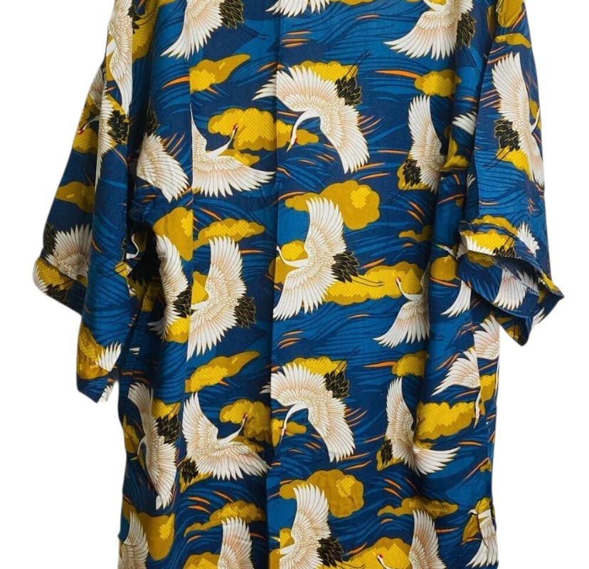 Flying Crane Print Kimono