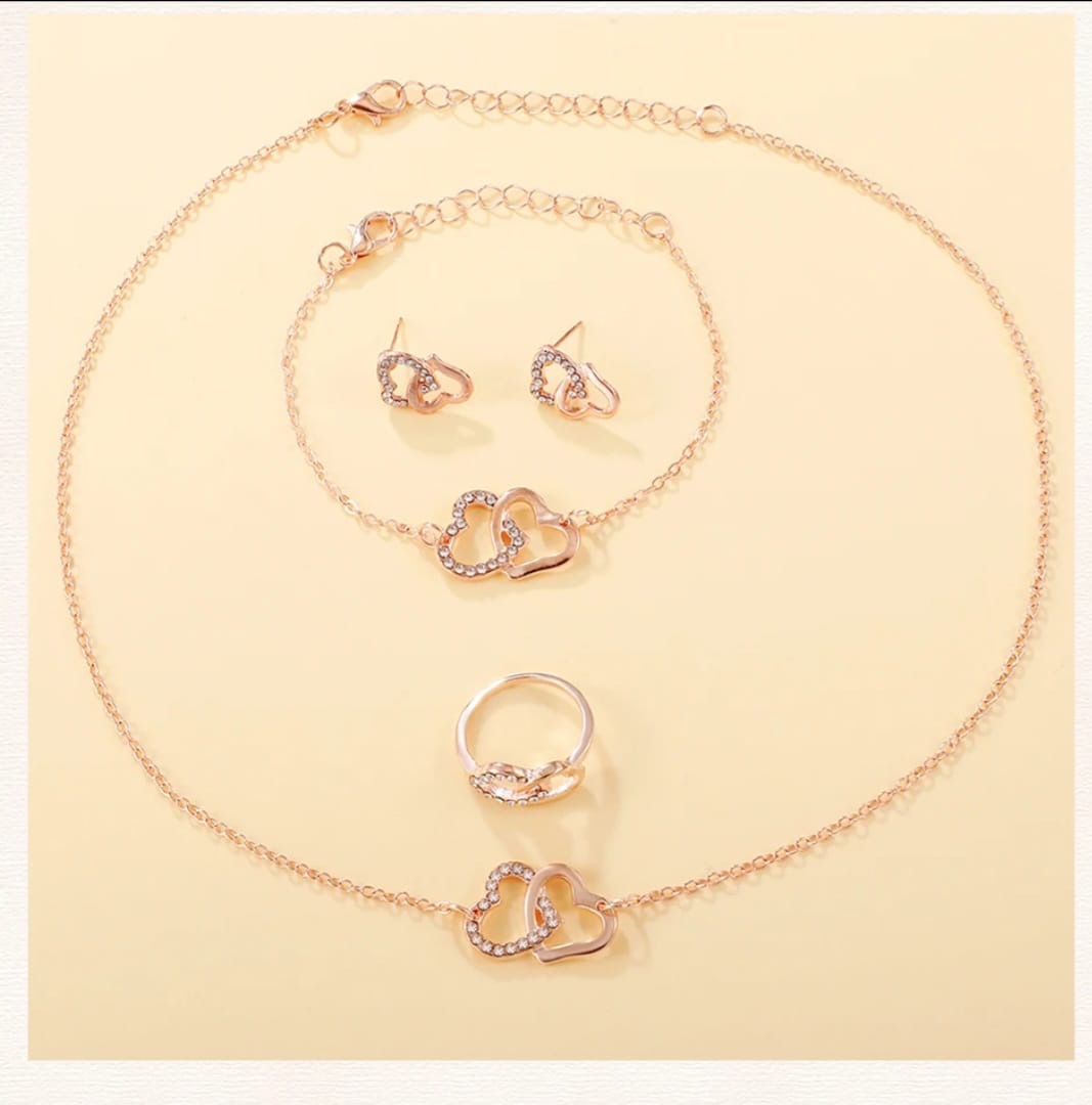 Rose Gold 6 Piece Rhinestone Jewelry Set