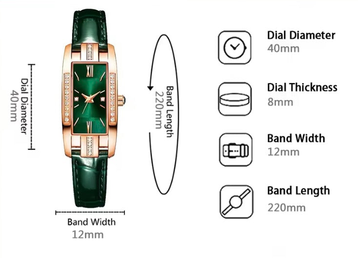 Women’s Luxury Green Quartz Leather Watch