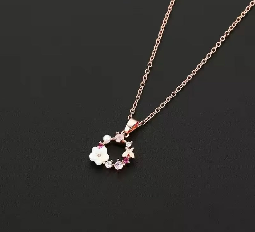 4-Piece Rose Gold Flower Jewelry Set