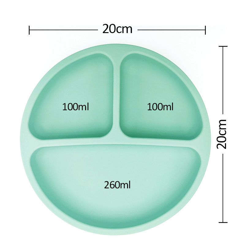 Children's Dish Baby Silicone Sucker Bowl Baby Smile Face Plate - Mint Color