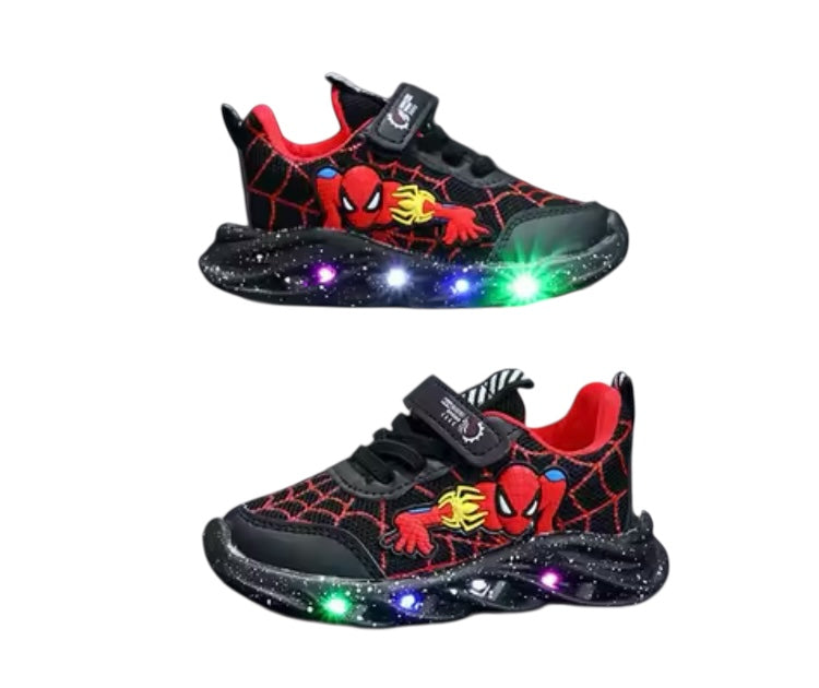 Boys Spiderman Mesh LED Light Up, Breathable Sport Shoes, Disney