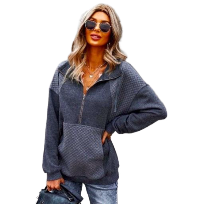 Women's Zip Up Solid Hoodie Pullover