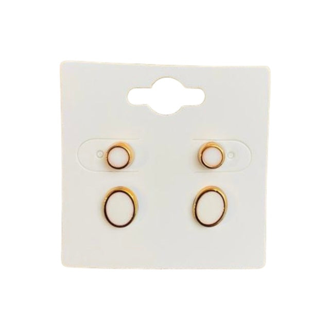 2 Pack Stud Earrings. Acrylic Backing. White & Gold Sets