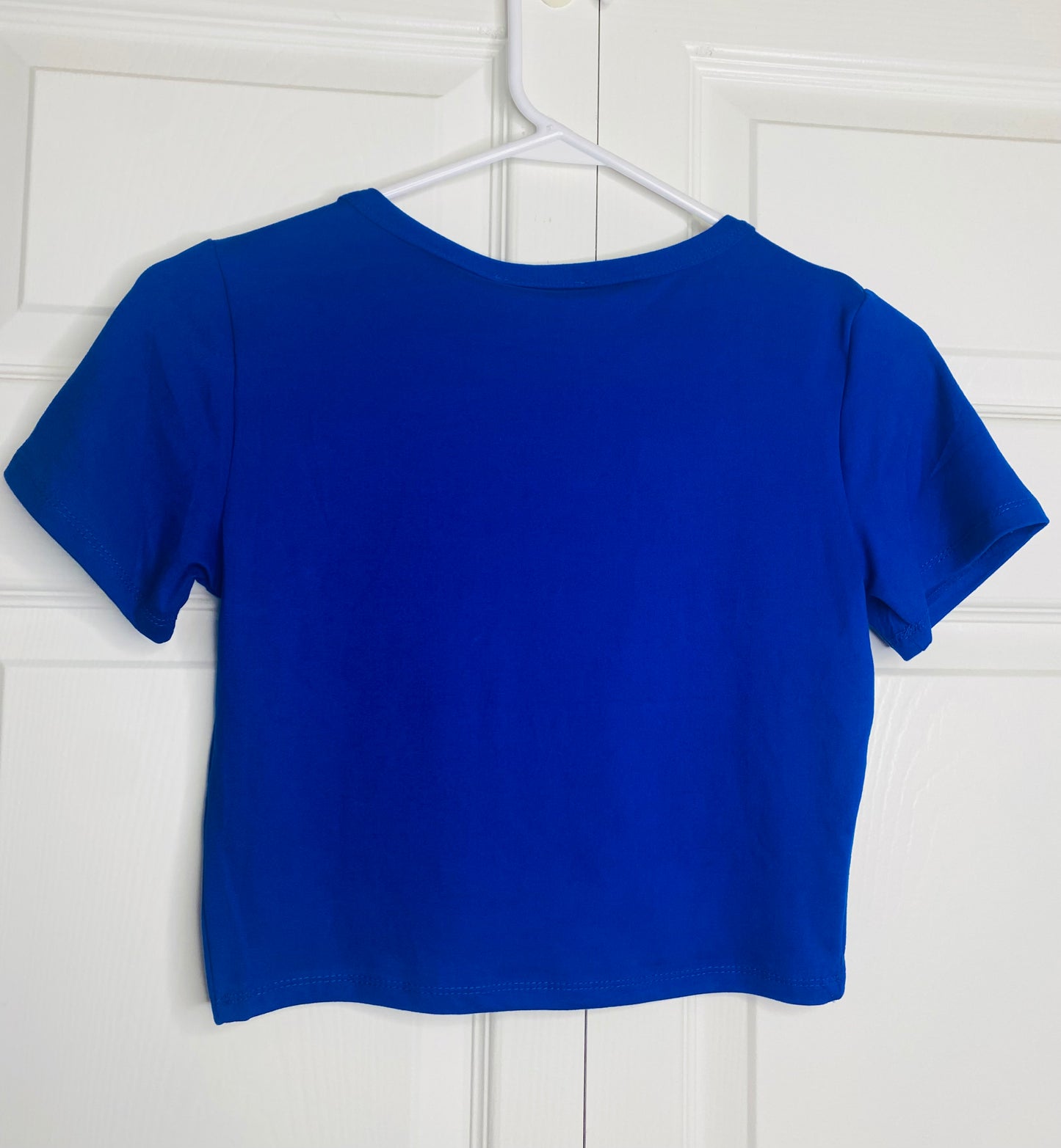 Short Sleeve Roundneck Crop Top: Royal Blue