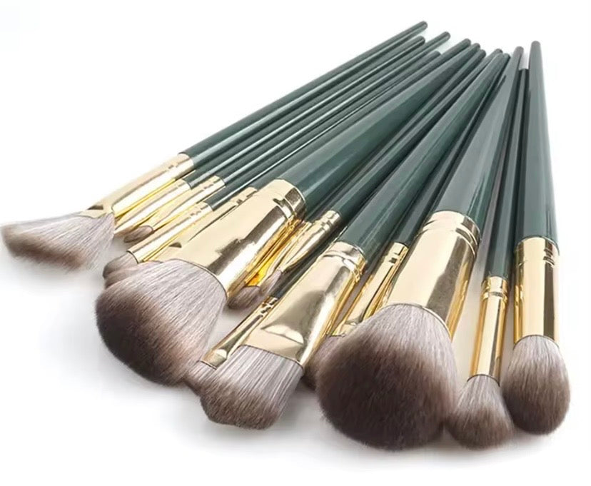 14 Pcs Makeup Brush Set - Green