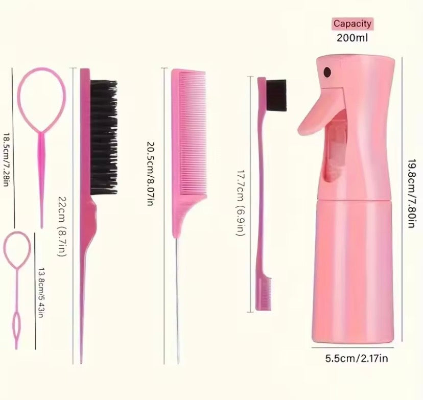 6 Pcs Hair Brush Set - Purple