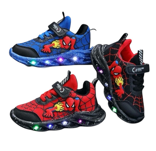 Boys Spiderman Mesh LED Light Up, Breathable Sport Shoes, Disney