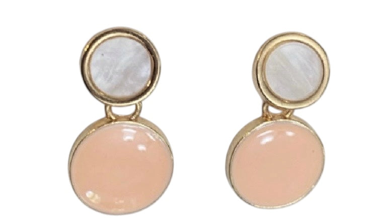 Drip Glazed Earrings - Peach, Ivory, Gold