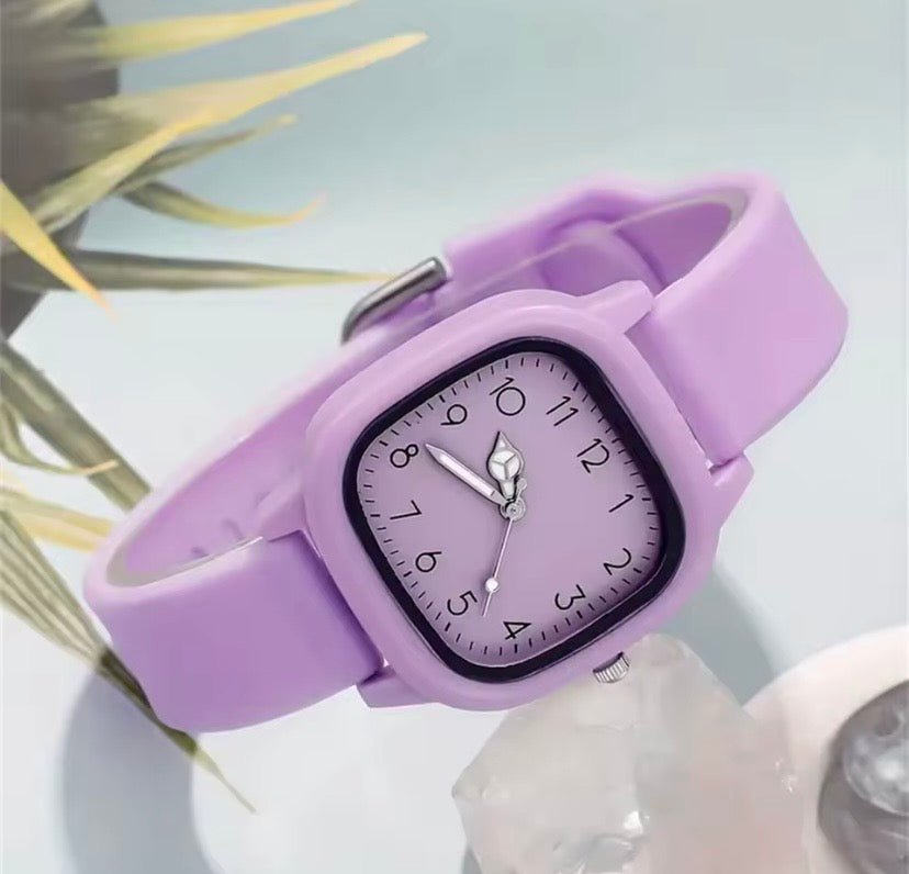 Purple Adjustable Analog Watch With Stainless Steel Back