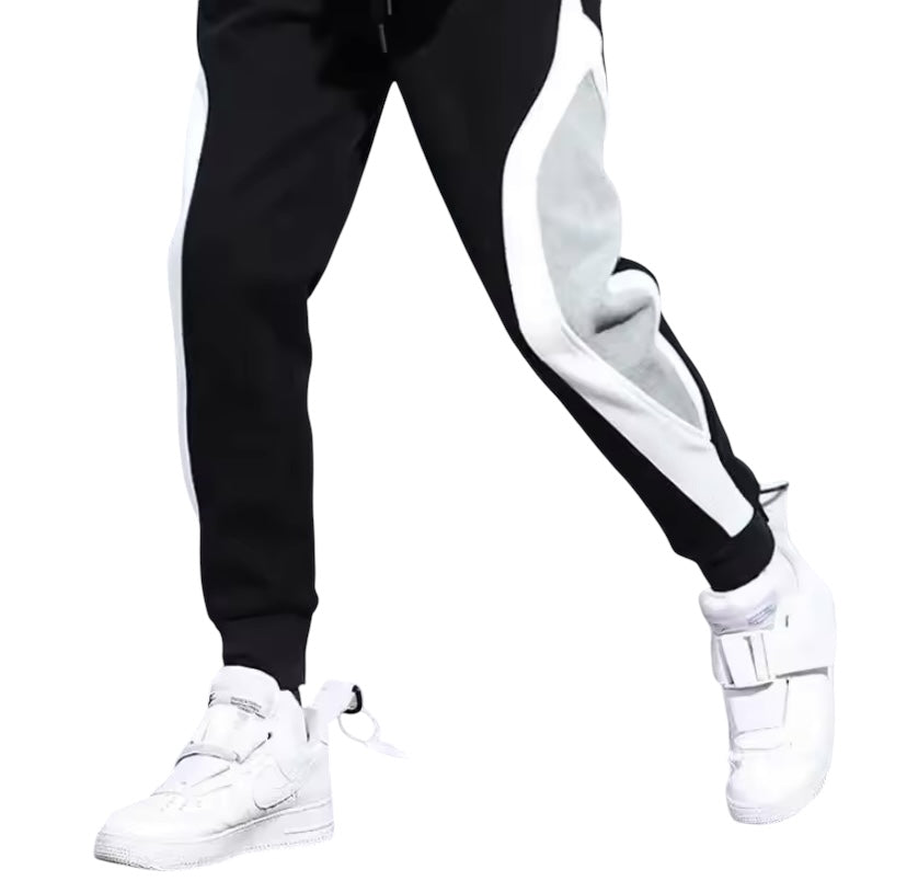 Men’s Stylish Black and White Drawstring Joggers