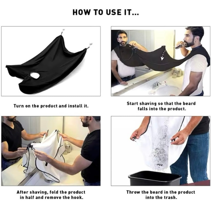 Men's Shaving Apron - Beard Shaving Care. White Color