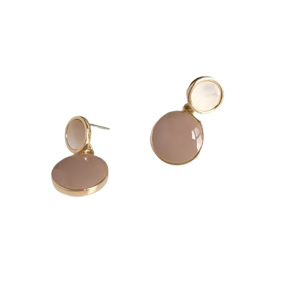 Drip Glazed Earrings - Peach, Ivory, Gold