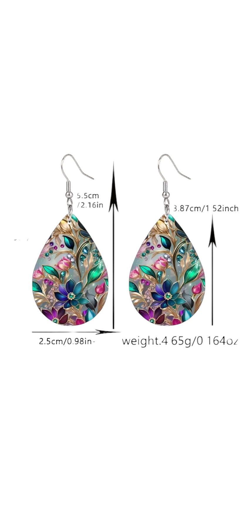 Floral Teardrop Gemstone Earrings with Multicolor Design