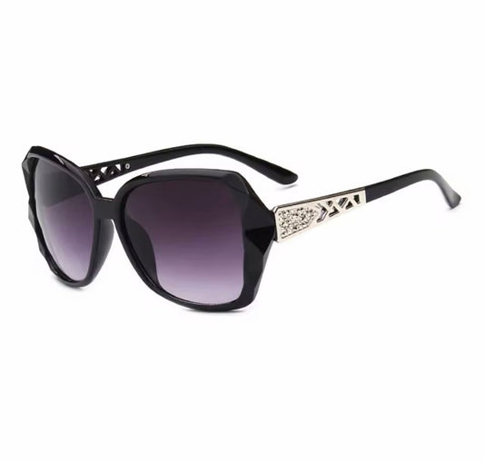 Women’s Big Black Sunglasses with Silver Accents