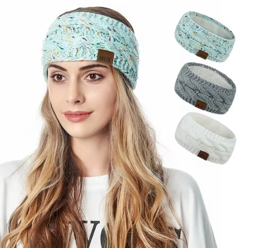 Confetti Knit Fleece Winter Headband - Light Blue