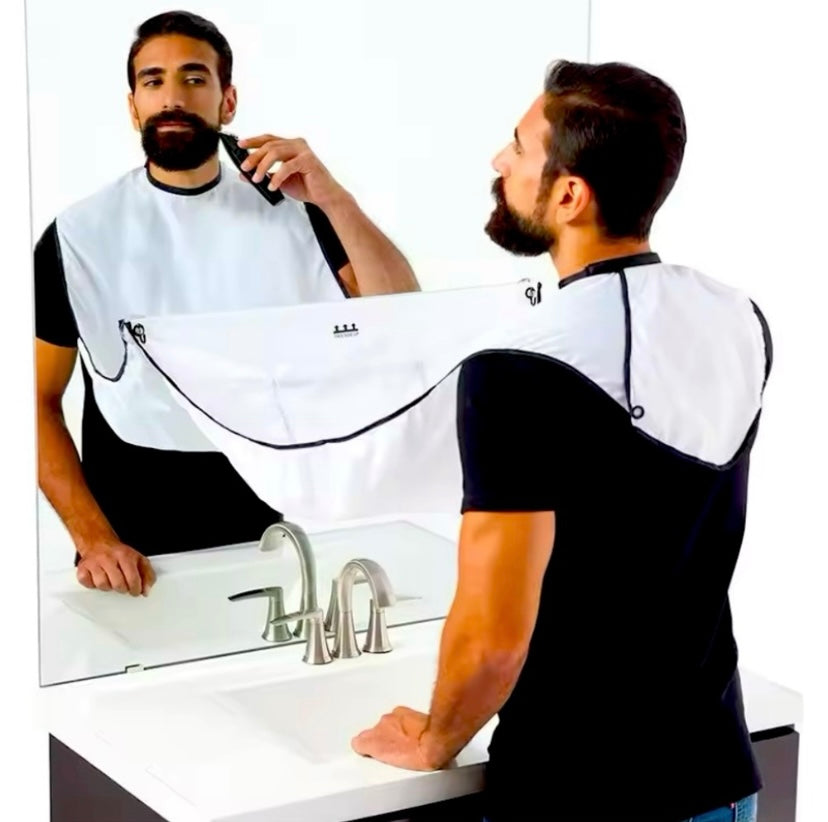 Men's Shaving Apron - Beard Shaving Care. White Color