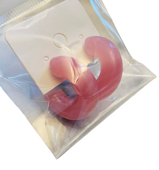 Pink Marbled Hoop Earrings