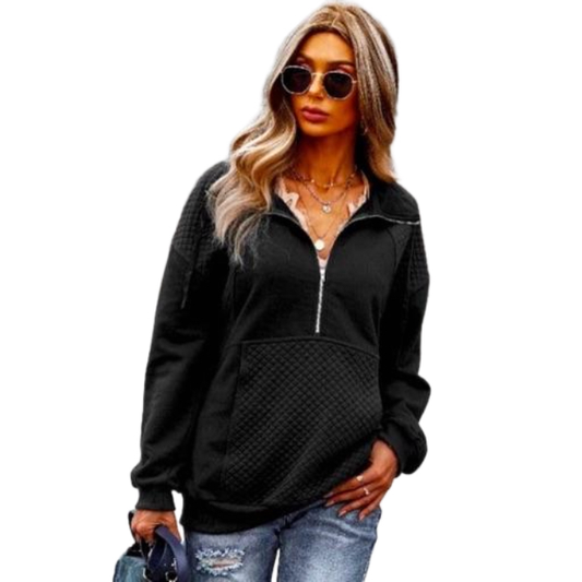 Women's Zip Up Solid Hoodie Pullover