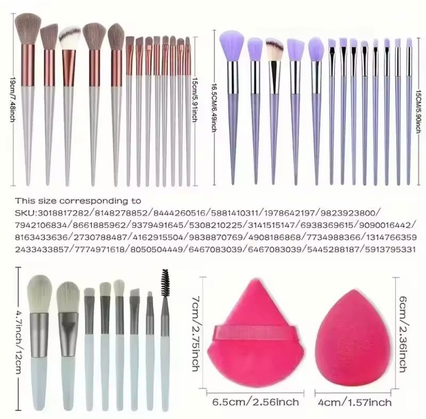13 Piece - Makeup Brush Set - Pink