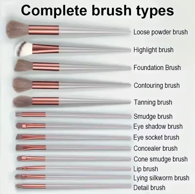 13 Piece - Makeup Brush Set - Pink