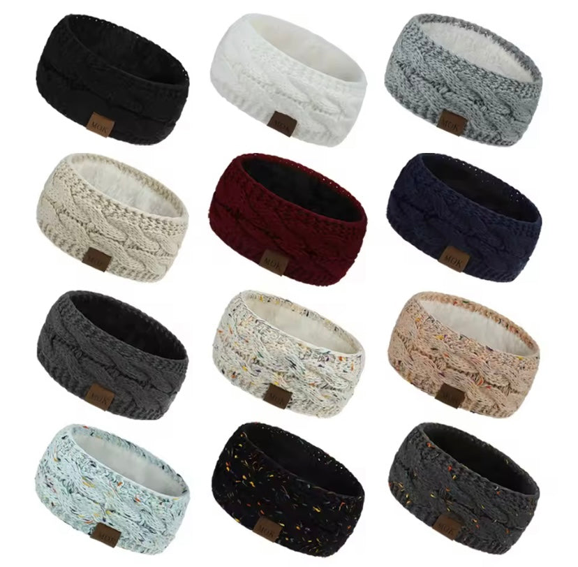 Confetti Knit Fleece Winter Headband - Light Blue