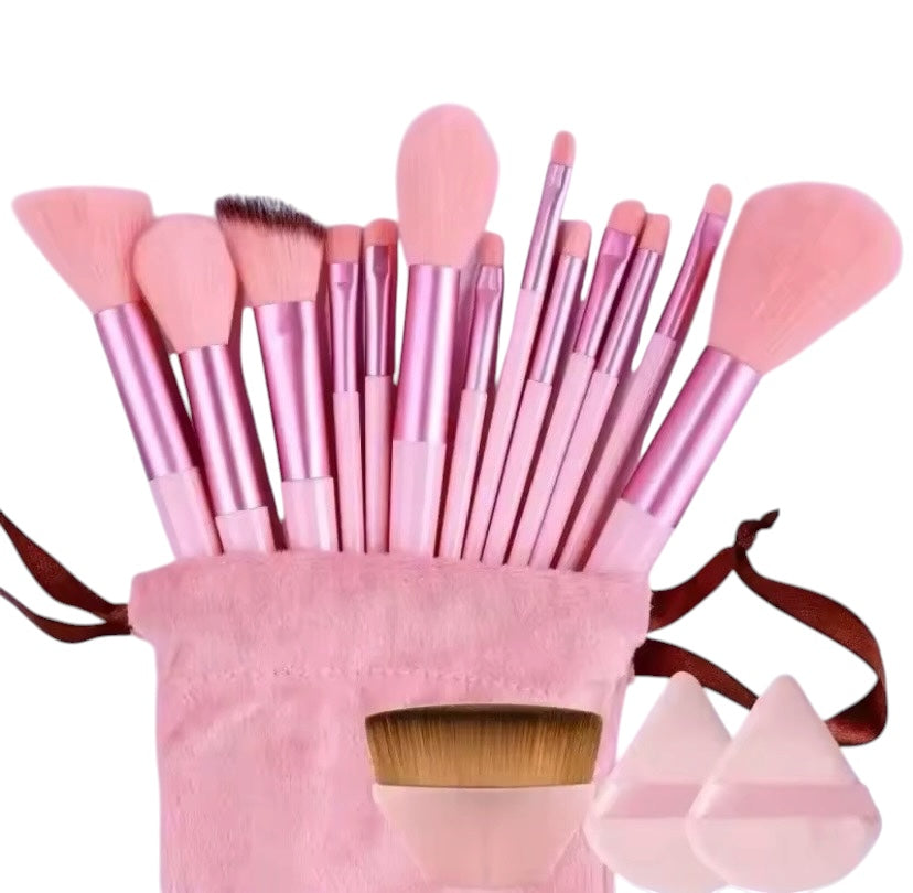 13 Piece - Makeup Brush Set - Pink