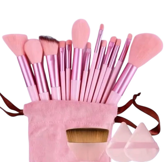 13 Piece - Makeup Brush Set - Pink