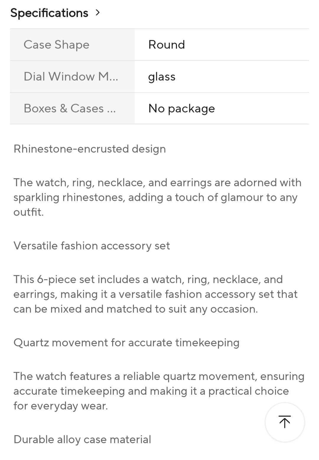Rose Gold 6 Piece Rhinestone Jewelry Set