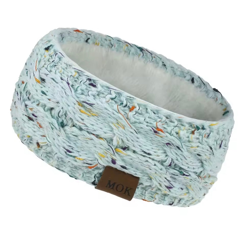Confetti Knit Fleece Winter Headband - Light Blue