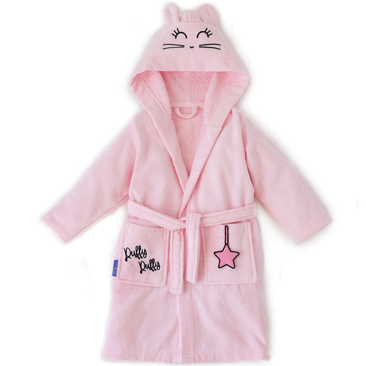 Toddler Girl's Pink Hooded Robe "Puffy Puffy"