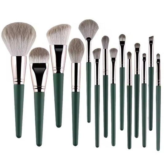 14 Pcs Makeup Brush Set - Green