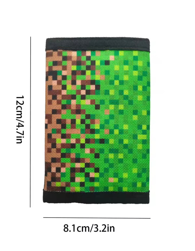 Minecraft Tri-Fold Wallet - Pixelated Green and Brown