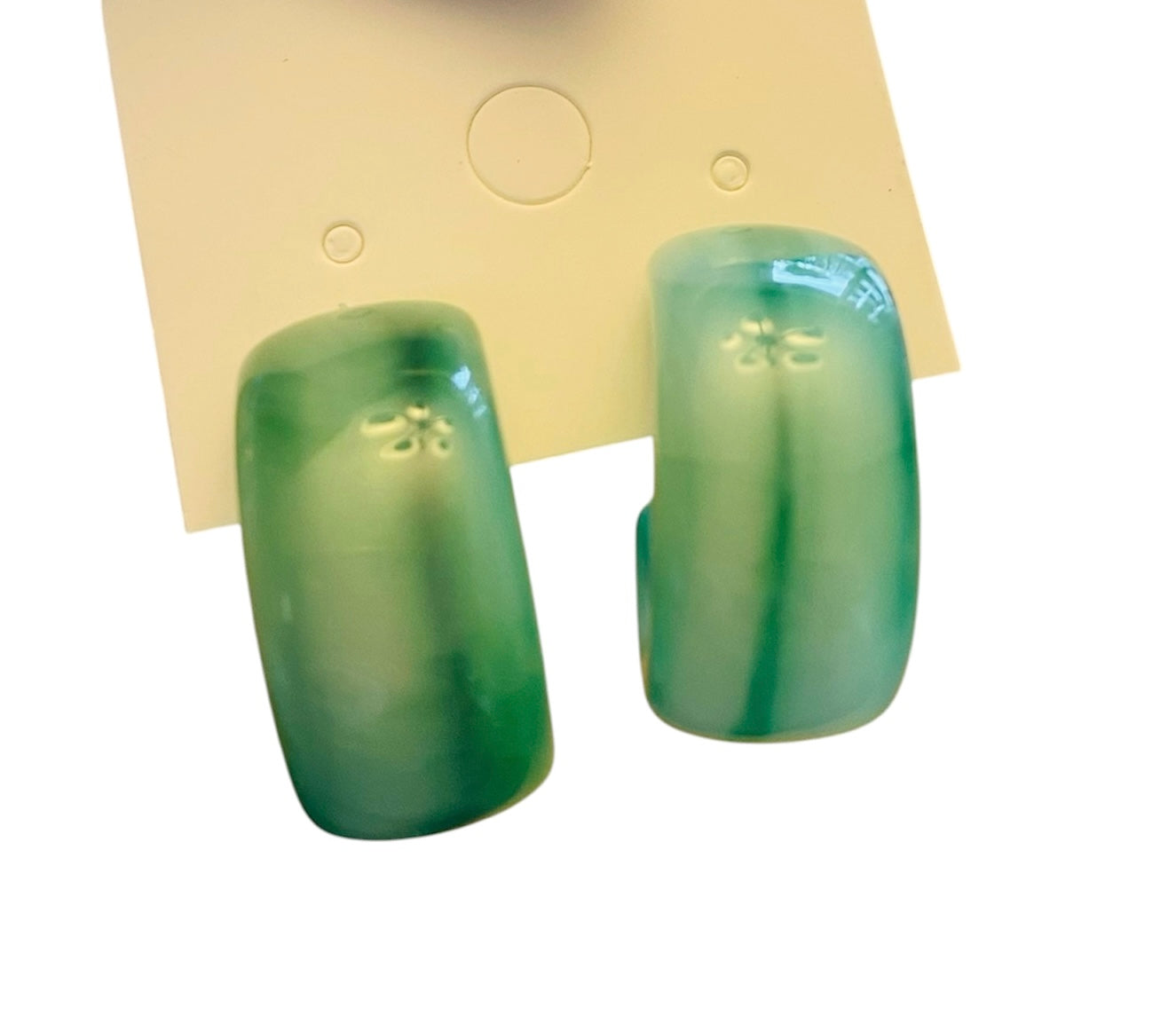 Green Marbled Hoop Earrings
