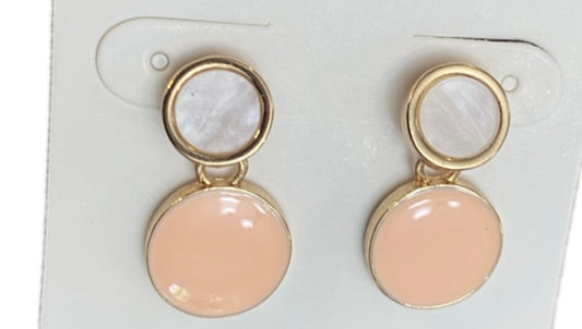 Drip Glazed Earrings - Peach, Ivory, Gold