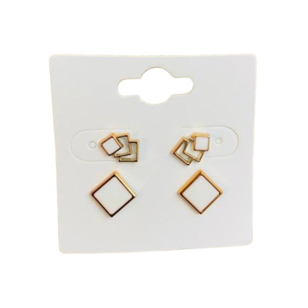 2 Pack Stud Earrings. Acrylic Backing. White & Gold Sets